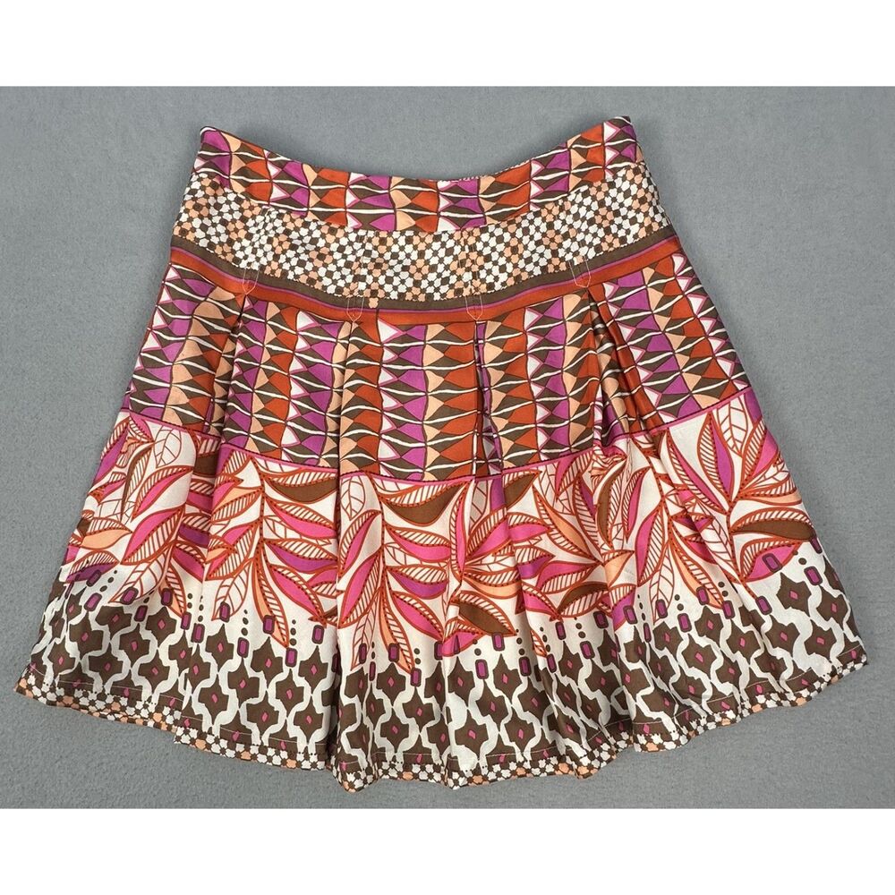 Vtg Sugar Lips Pleated Print Silk Skirt Sz XS Y2K Indie Sleaze Bohemian Retro